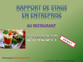 Rapport de stage En entreprise