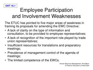 Employee Participation and Involvement Weaknesses