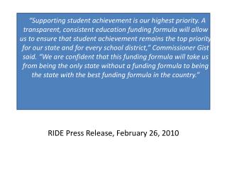 RIDE Press Release, February 26, 2010