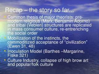 Recap – the story so far...