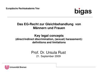 Das EG-Recht zur Gleichbehandlung von Männern und Frauen Key legal concepts