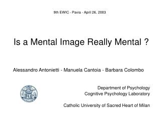 Is a Mental Image Really Mental ?