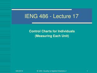 IENG 486 - Lecture 17