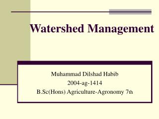 Watershed Management