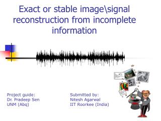 Exact or stable image\signal reconstruction from incomplete information