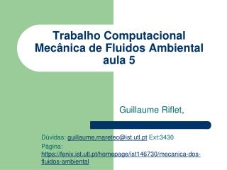 Trabalho Computacional Mecânica de Fluidos Ambiental aula 5