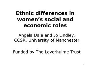 Ethnic differences in women’s social and economic roles