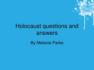 Holocaust questions and answers