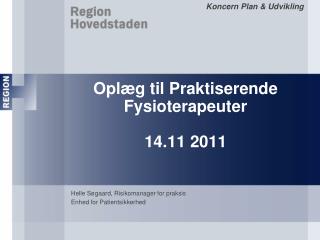 Oplæg til Praktiserende Fysioterapeuter 14.11 2011