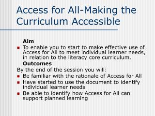 Access for All-Making the Curriculum Accessible