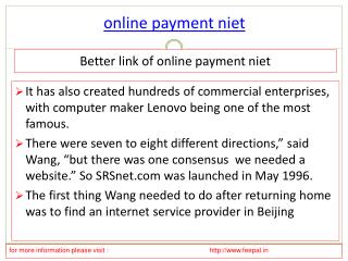 Useful information about online payment niet