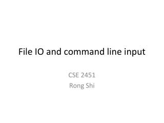 File IO and command line input