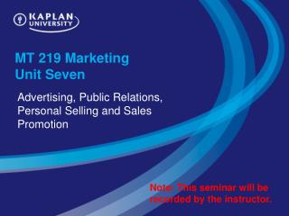 MT 219 Marketing Unit Seven