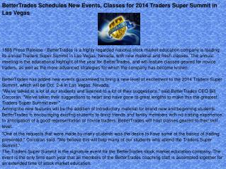 BetterTrades Schedules New Events, Classes for 2014 Traders