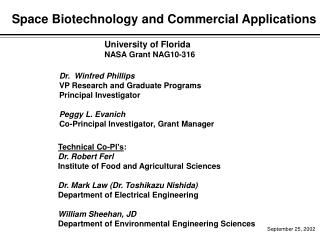 Space Biotechnology and Commercial Applications