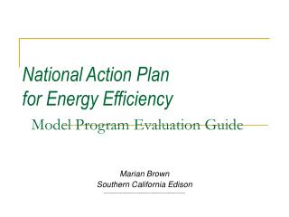 National Action Plan for Energy Efficiency Model Program Evaluation Guide