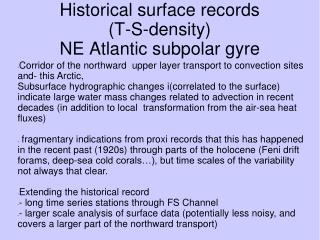 Historical surface records (T-S-density) NE Atlantic subpolar gyre