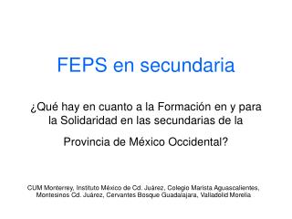 ¿Qué hay en relación a la FEPS en las secundarias de la Provincia?