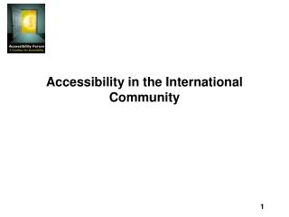 Accessibility in the International Community