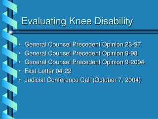 Evaluating Knee Disability