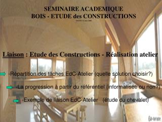 SEMINAIRE ACADEMIQUE BOIS - ETUDE des CONSTRUCTIONS VOLVIC 12 mars 2008