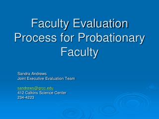 Faculty Evaluation Process for Probationary Faculty