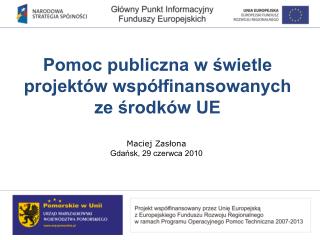 Pomoc publiczna w świetle projektów współfinansowanych ze środków UE