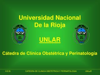 Universidad Nacional De la Rioja UNLAR Cátedra de Clínica Obstétrica y Perinatología