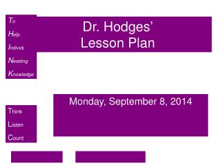 Dr. Hodges’ Lesson Plan