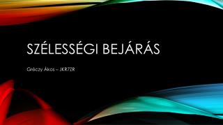 Szélességi bejárás