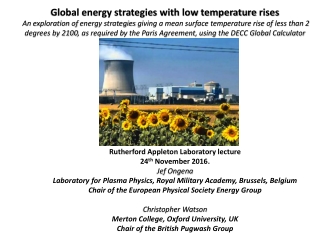 Rutherford Appleton Laboratory lecture 24 th November 2016. Jef Ongena