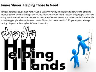 James Sharer- Helping Those In Need
