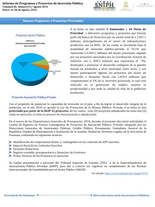 Nuevos Programas y Proyectos Priorizados