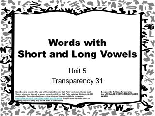 Words with Short and Long Vowels