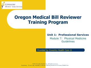 Oregon Medical Bill Reviewer Training Program