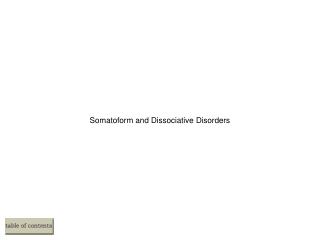 Somatoform and Dissociative Disorders