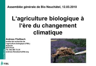 L‘agriculture biologique à l‘ère du changement climatique