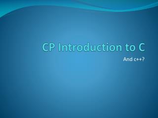 CP Introduction to C