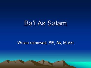 Ba’i As Salam