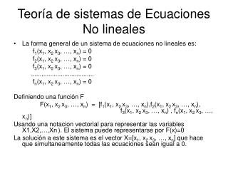 Teoría de sistemas de Ecuaciones No lineales