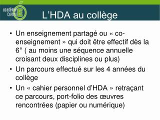 L’HDA au collège