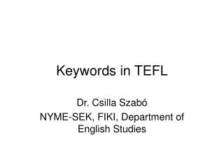 Keywords in TEFL