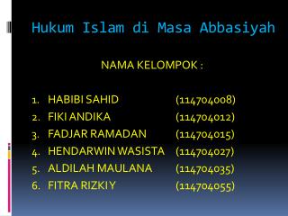 Hukum Islam di Masa Abbasiyah