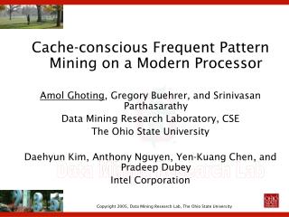 Cache-conscious Frequent Pattern Mining on a Modern Processor