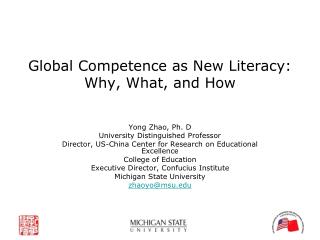 Global Competence as New Literacy: Why, What, and How