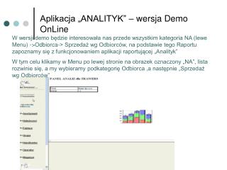 Aplikacja „ANALITYK” – wersja Demo OnLine