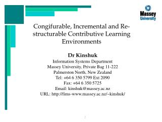 Congifurable, Incremental and Re-structurable Contributive Learning Environments