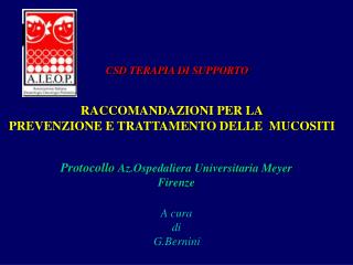 CSD TERAPIA DI SUPPORTO RACCOMANDAZIONI PER LA