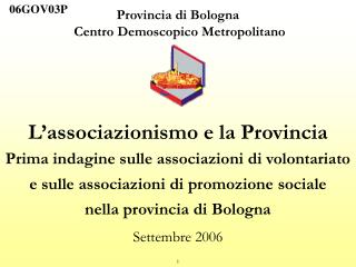 Provincia di Bologna  Centro Demoscopico Metropolitano