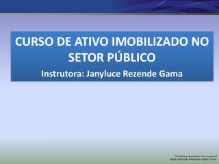 CURSO DE ATIVO IMOBILIZADO NO SETOR PÚBLICO Instrutora: Janyluce Rezende Gama